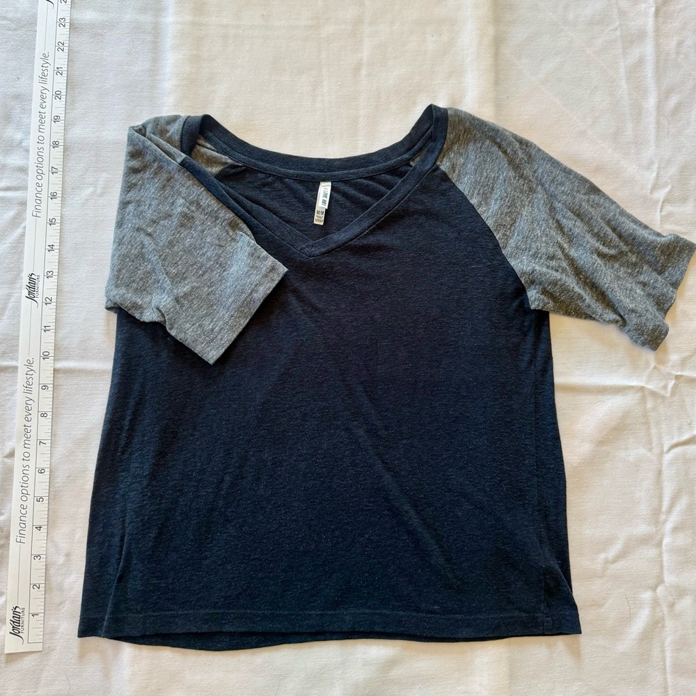 Navy and Gray Raglan Sleeve Crop Top